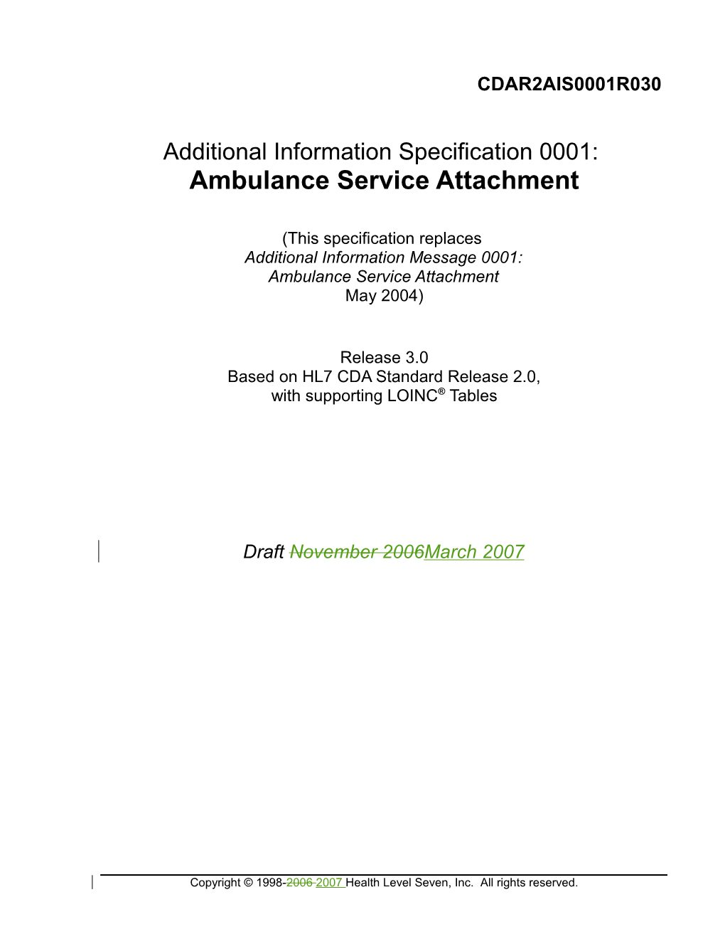 Additional Information Specification 0001