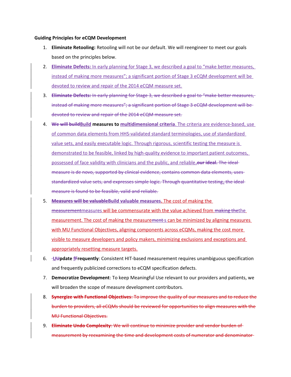 Guiding Principles for Ecqm Development