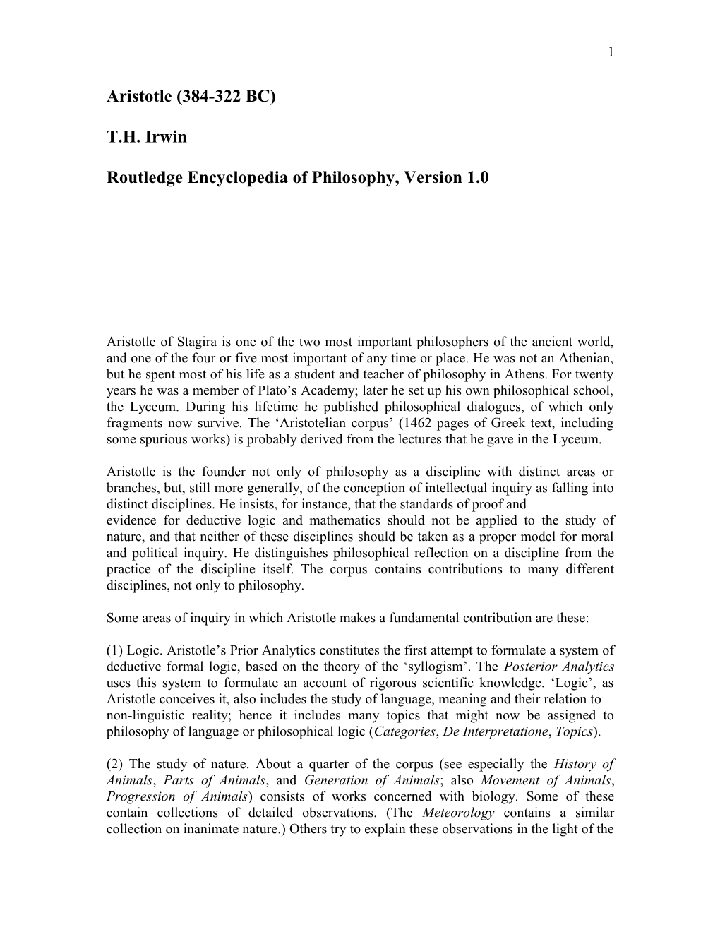 Routledge Encyclopedia of Philosophy, Version 1.0