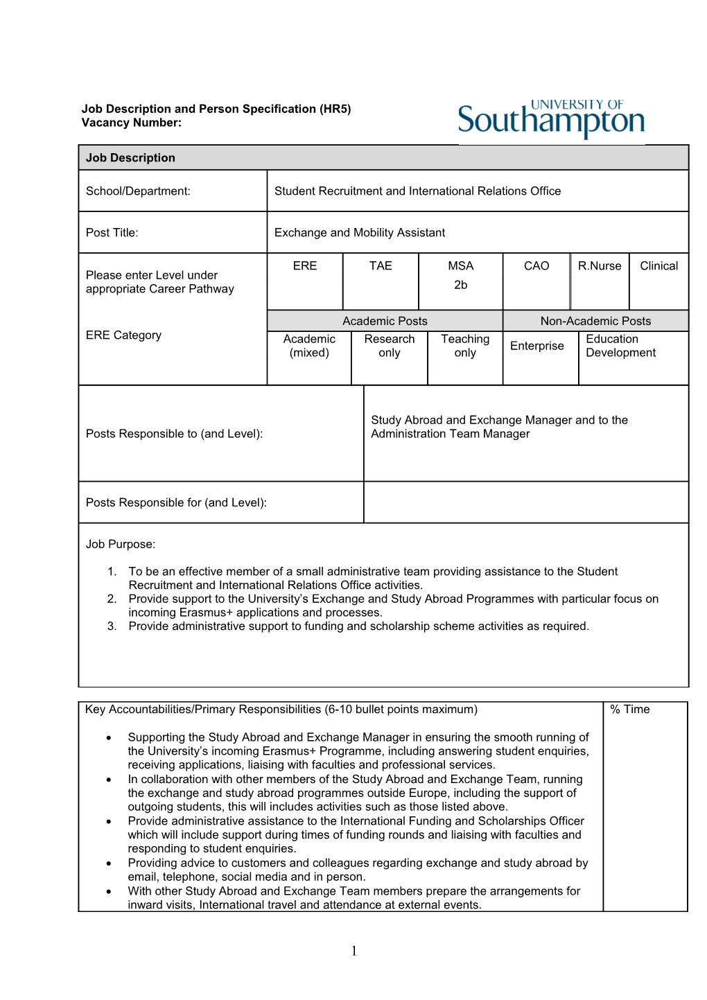 Job Hazard Analysis Form - Appendix to Job and Person Specification s1