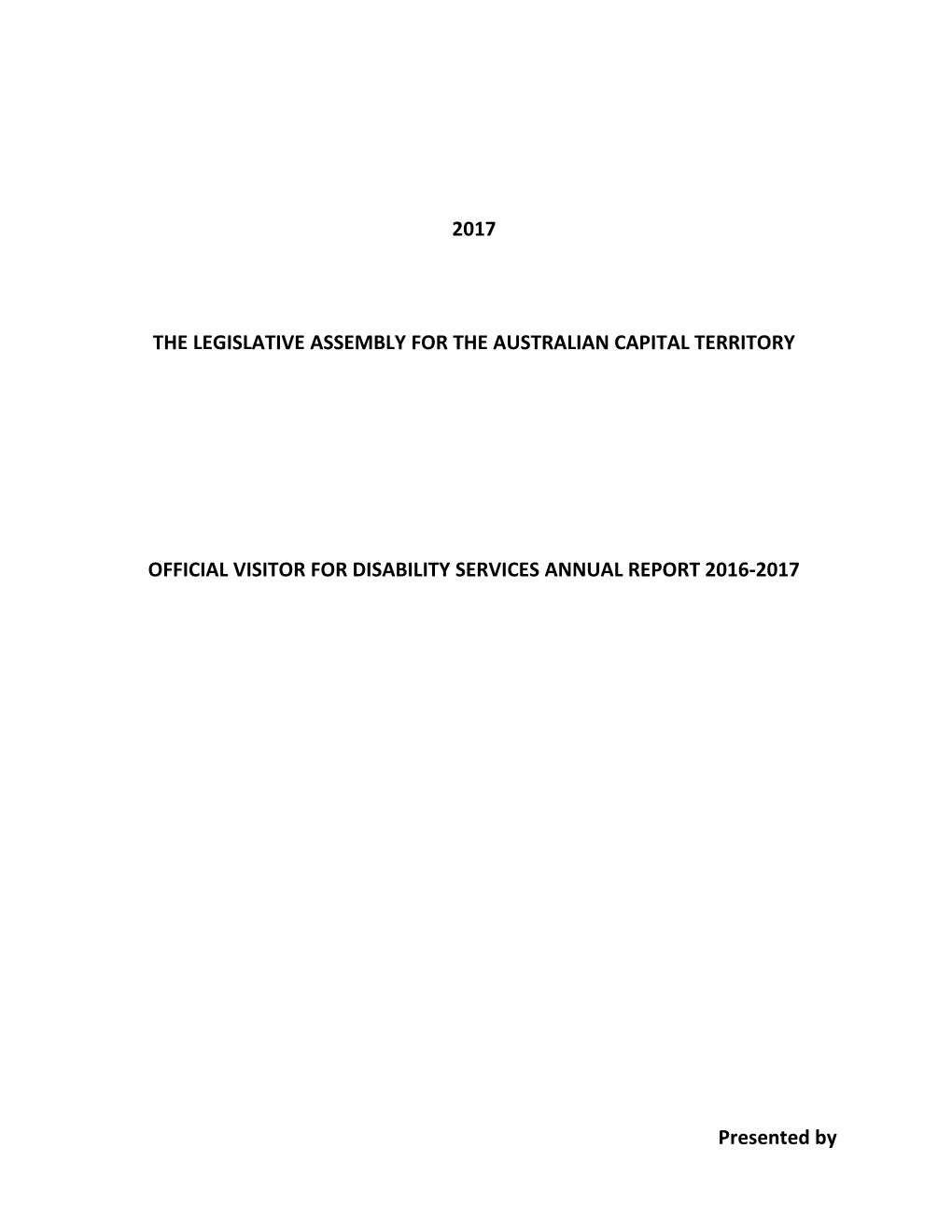 Official Visitor for Disability Services Annual Report 2016-17