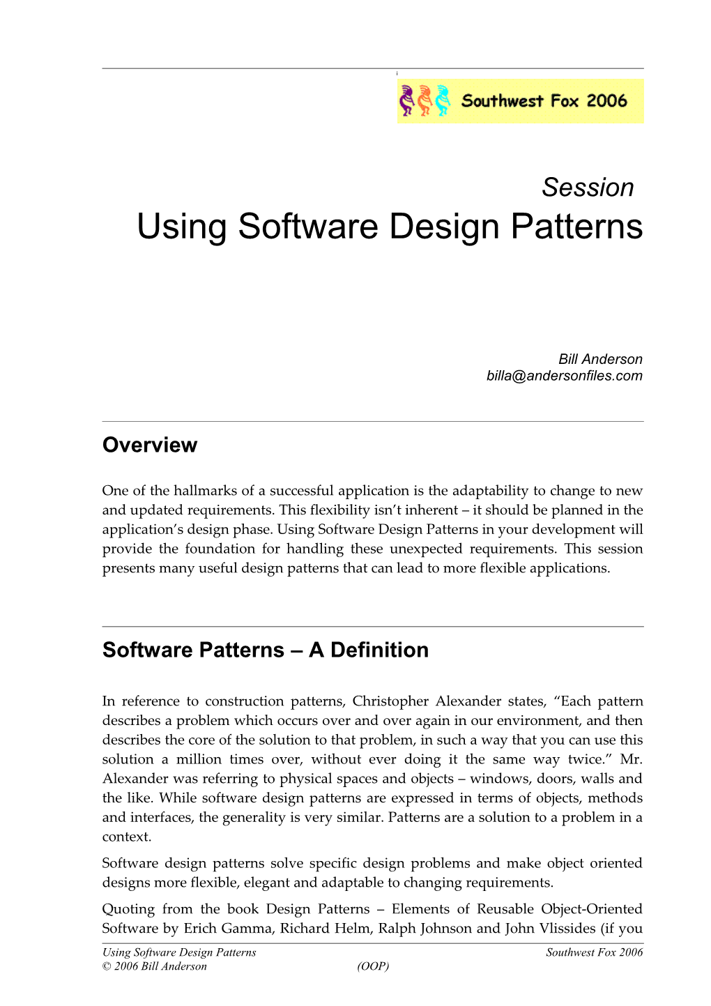 Using Software Design Patterns