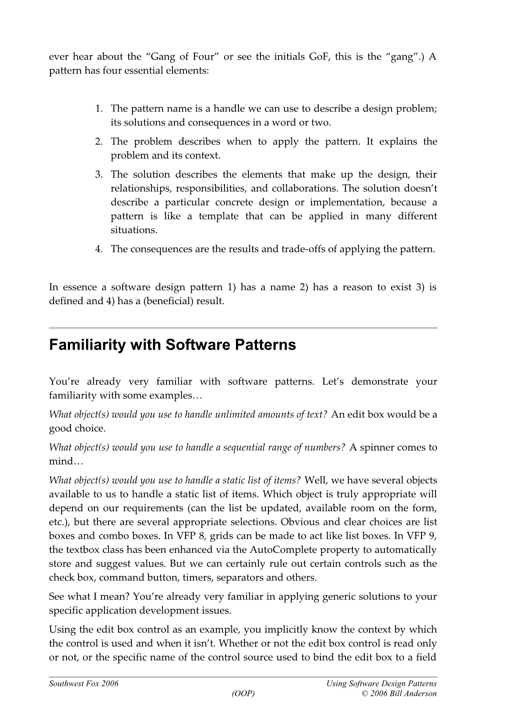 Using Software Design Patterns