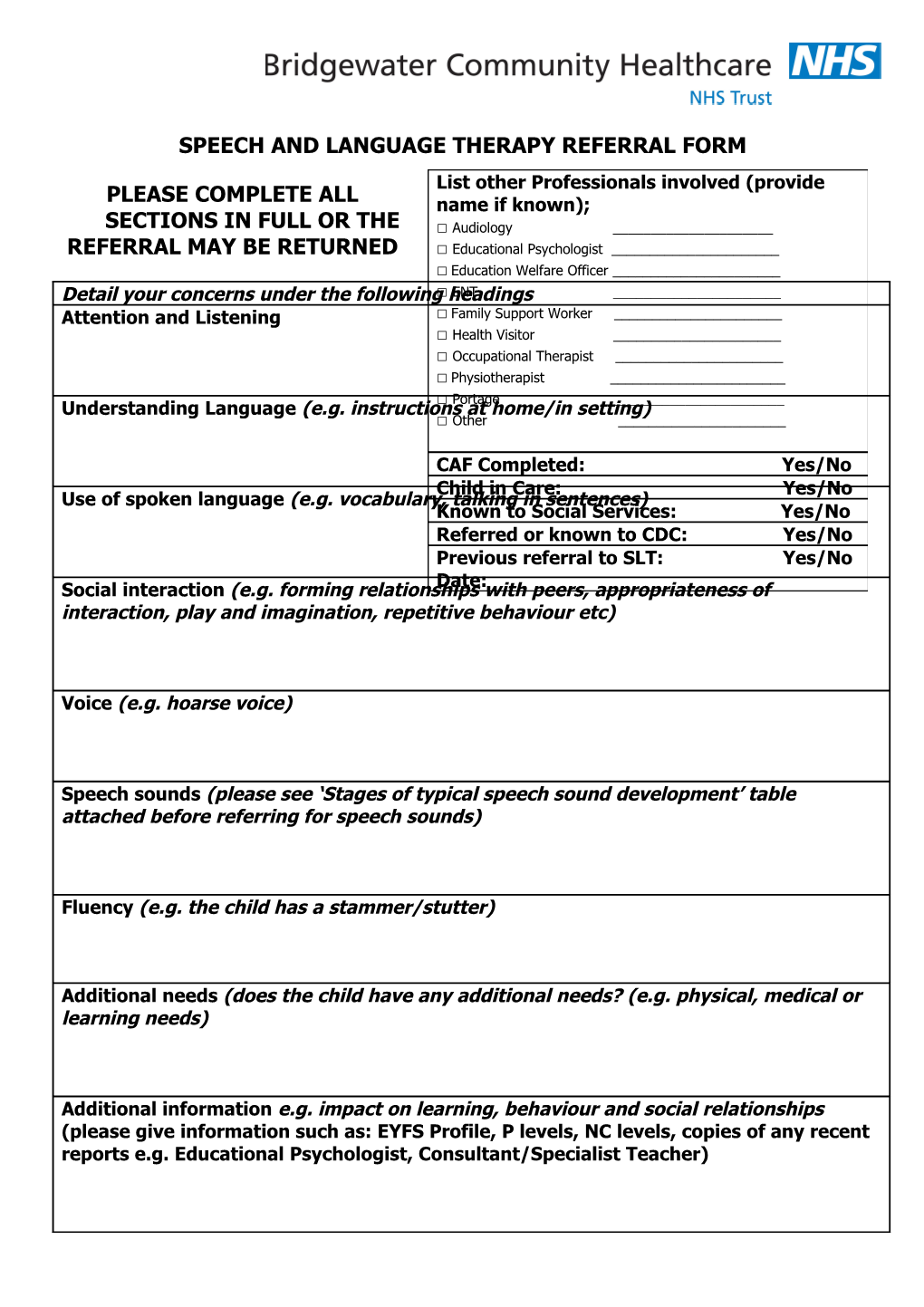 Speech and Language Therapy Referral Form s1