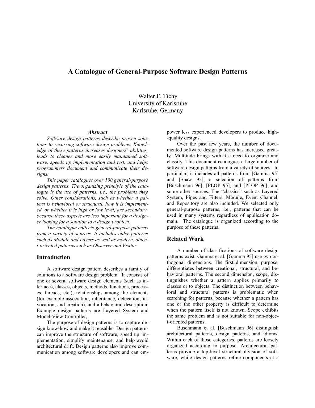 A Catalogue of General-Purpose Software Design Patterns
