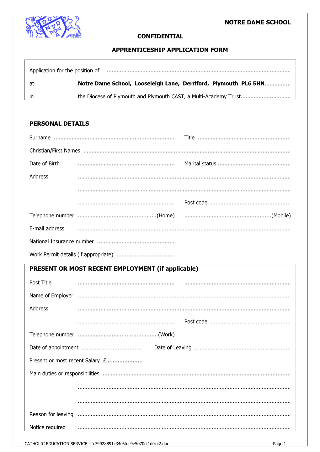 Apprenticeship Application Form s1