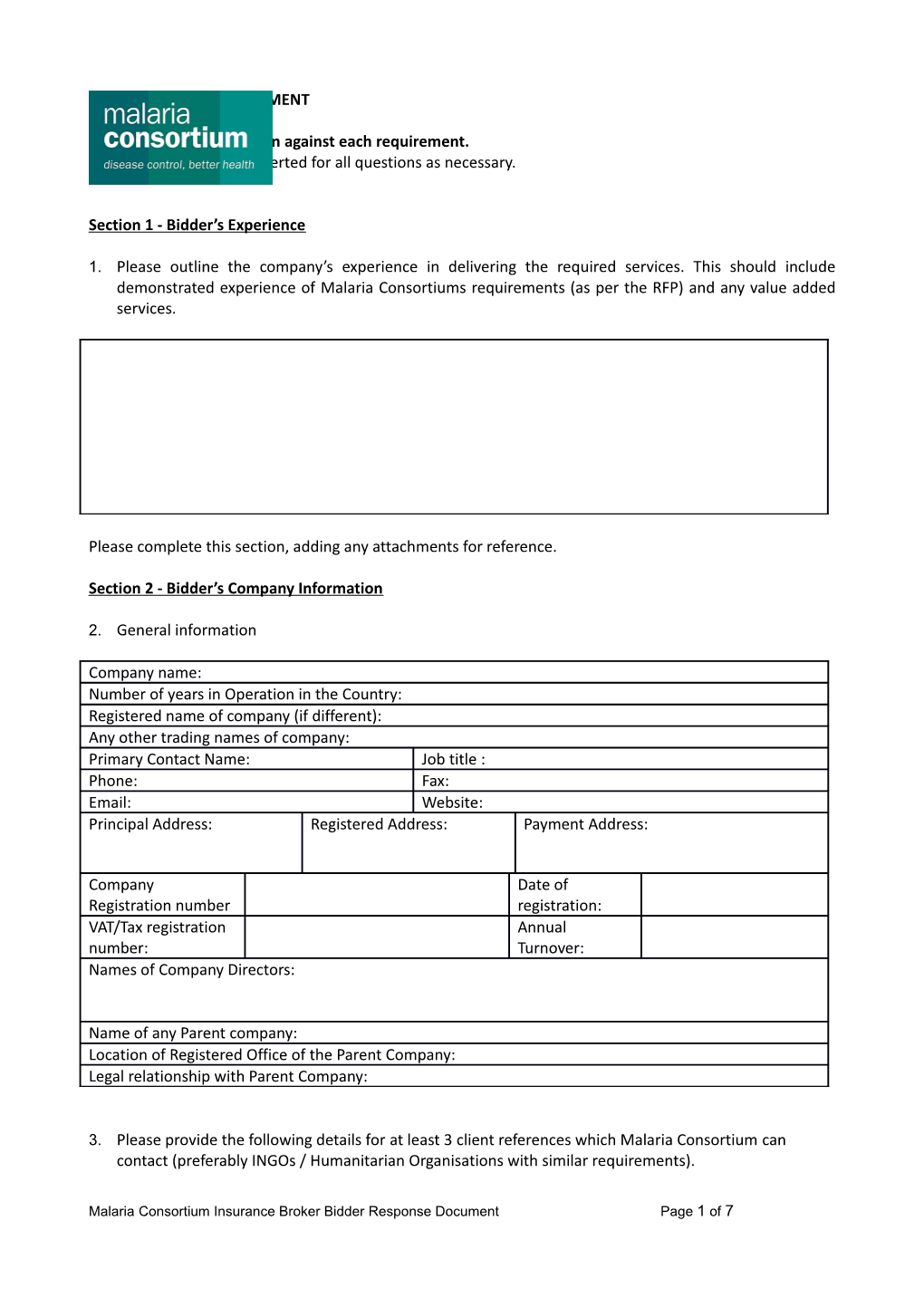 Section 1 - Bidder S General Business Details s1