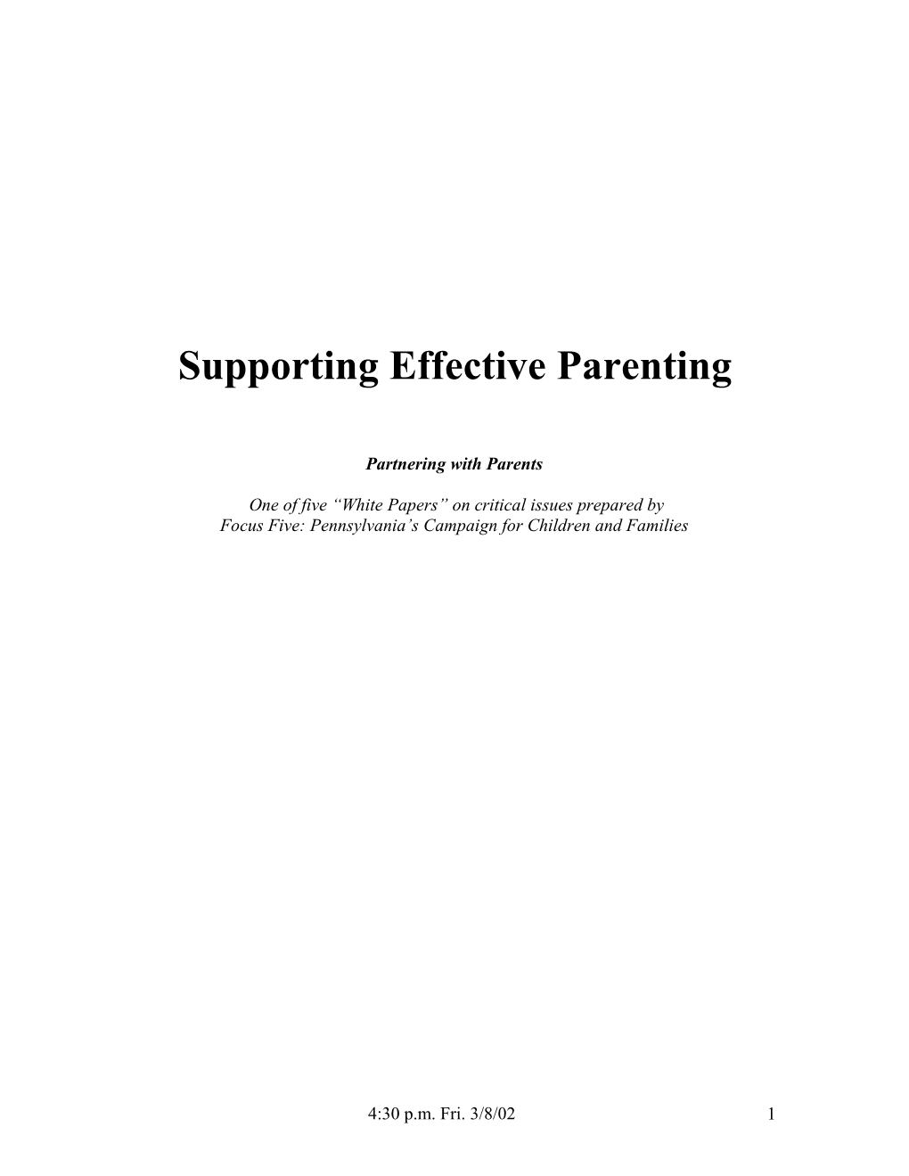 Supporting Effective Parenting