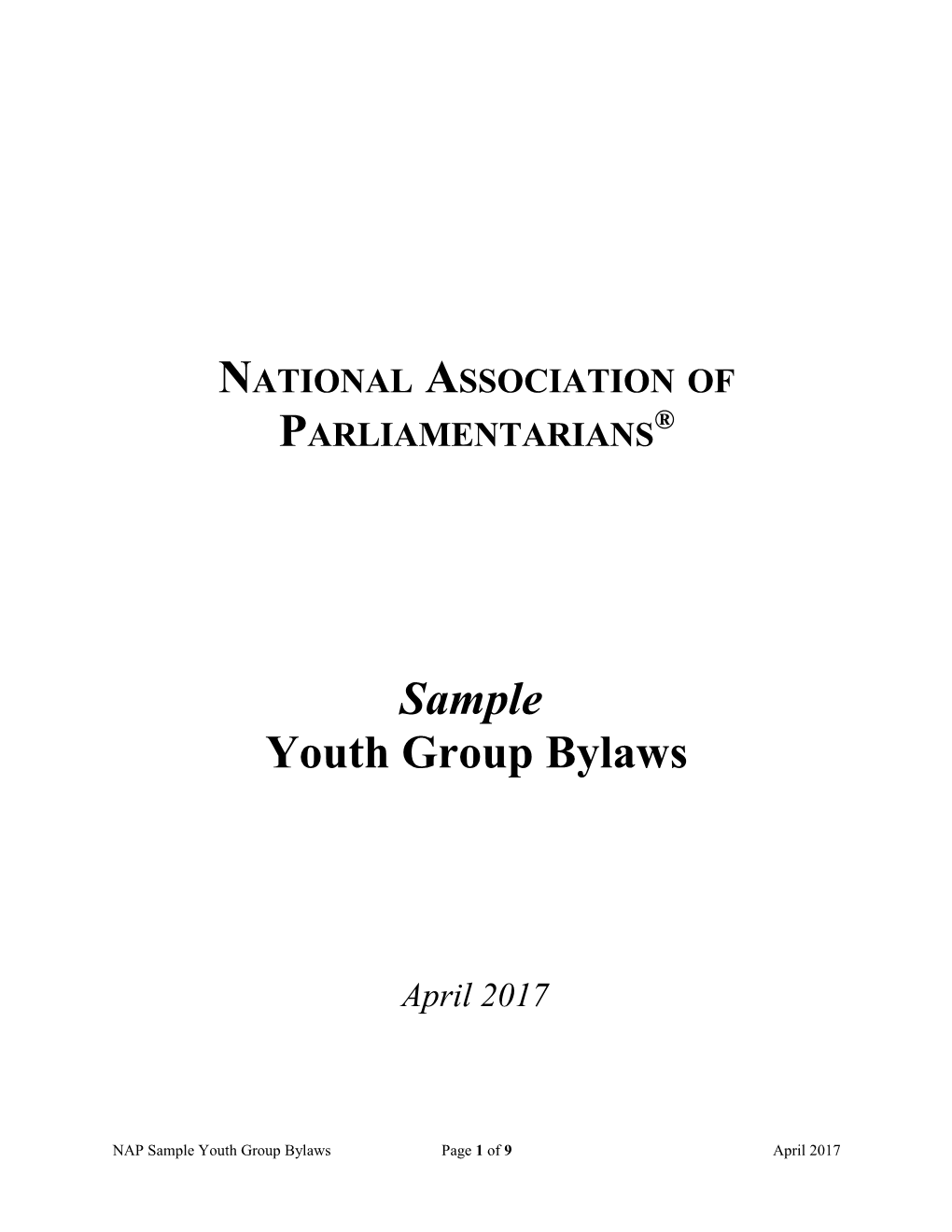 Sample Bylaws for Youth Groups