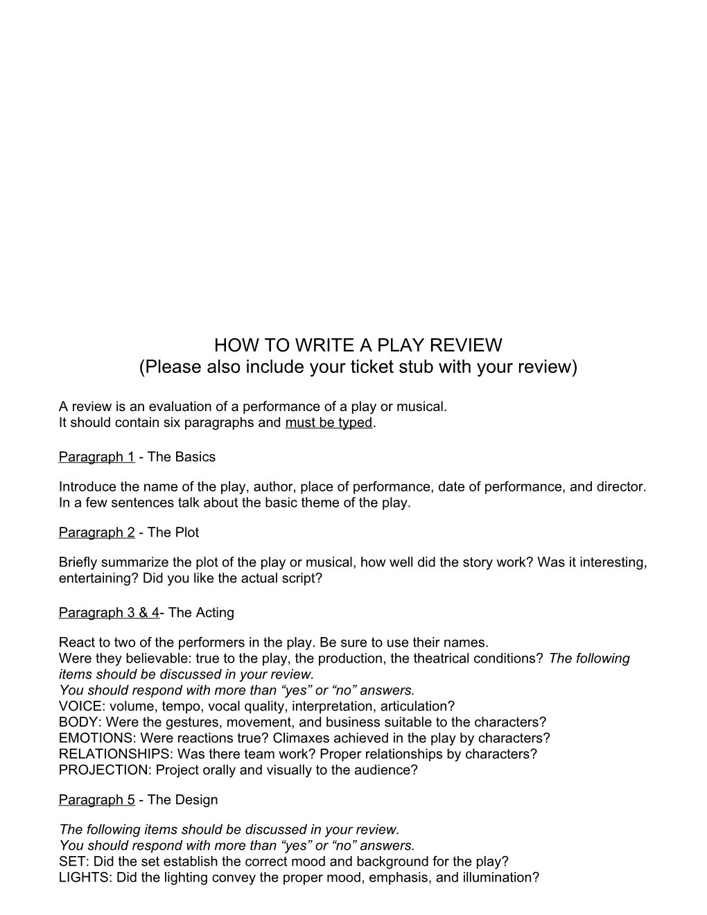How to Write a Play Review