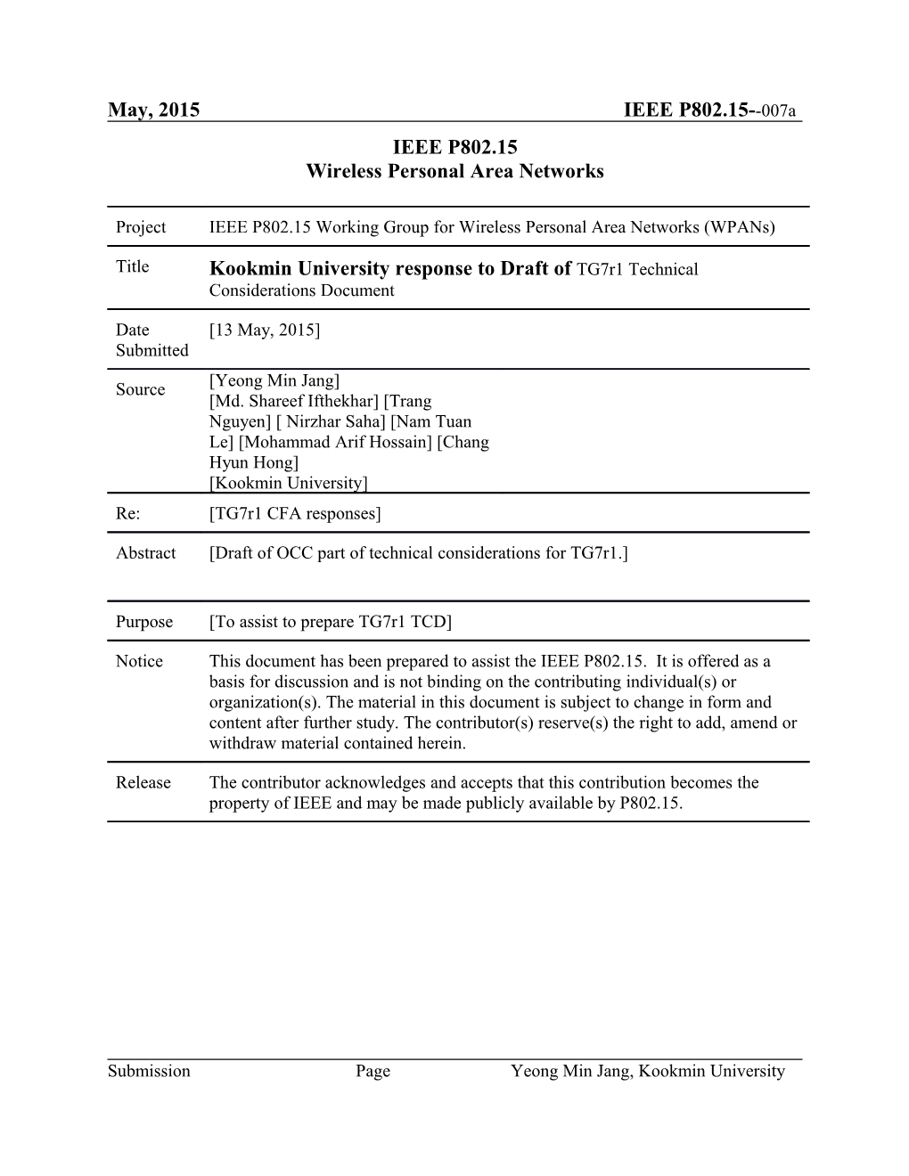 Tg7r1 Technical Considerations Document