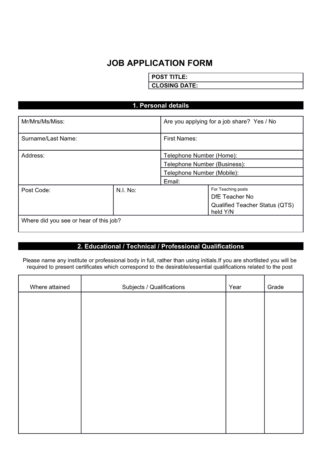 Job Application Form s21