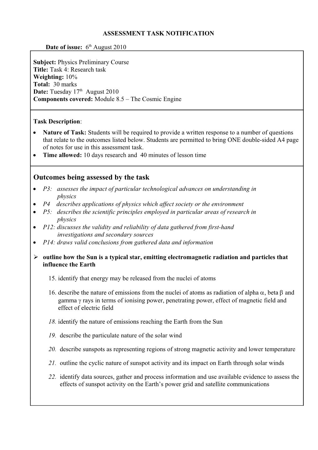 Assessment Task Notification