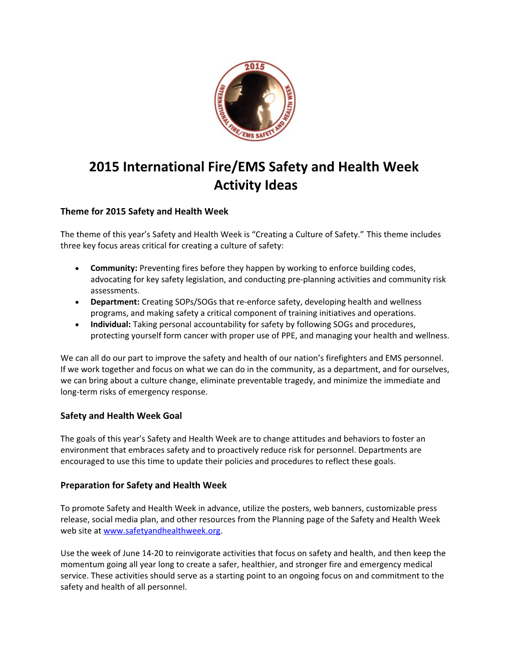 2015 International Fire/EMS Safety and Health Week