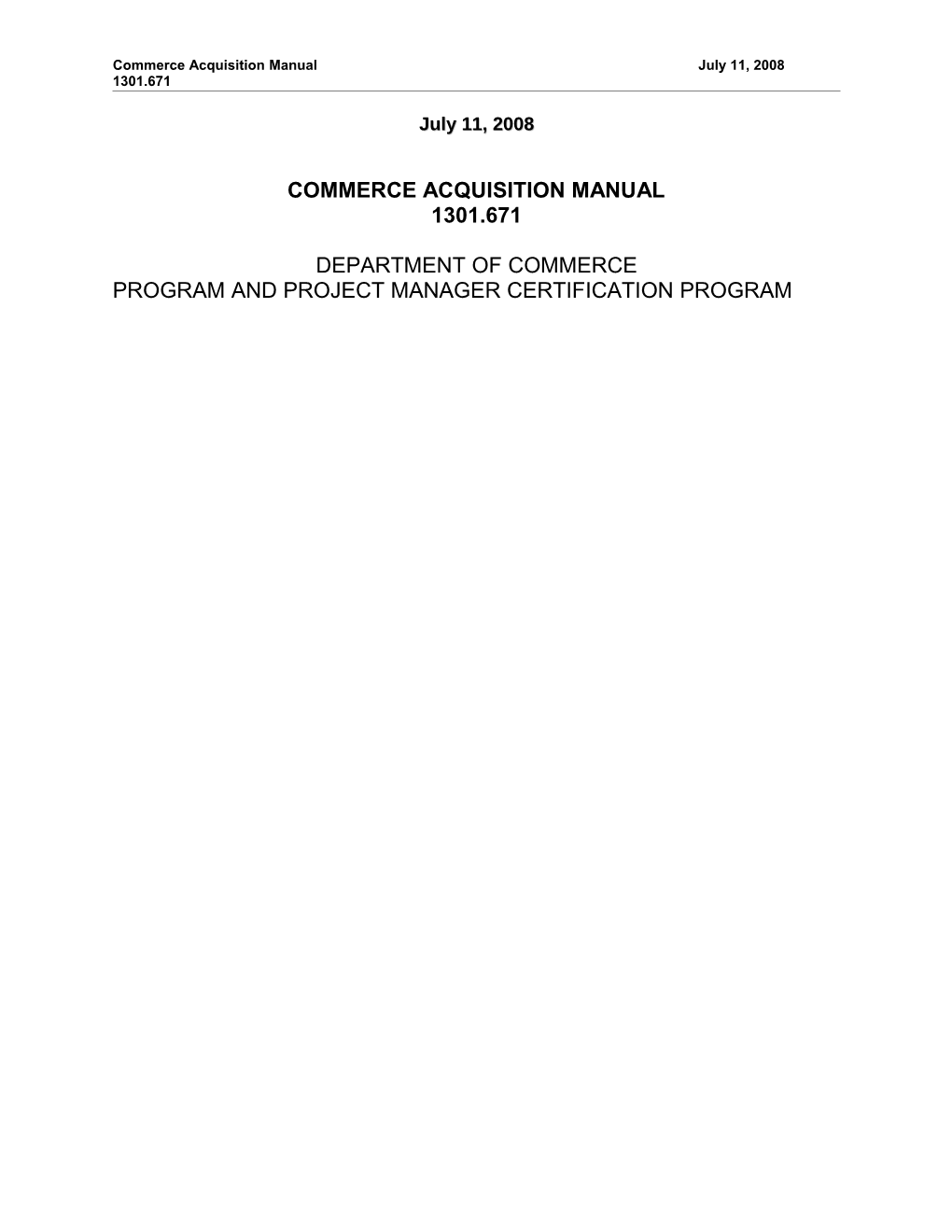 Commerce Acquisition Manual June 2008
