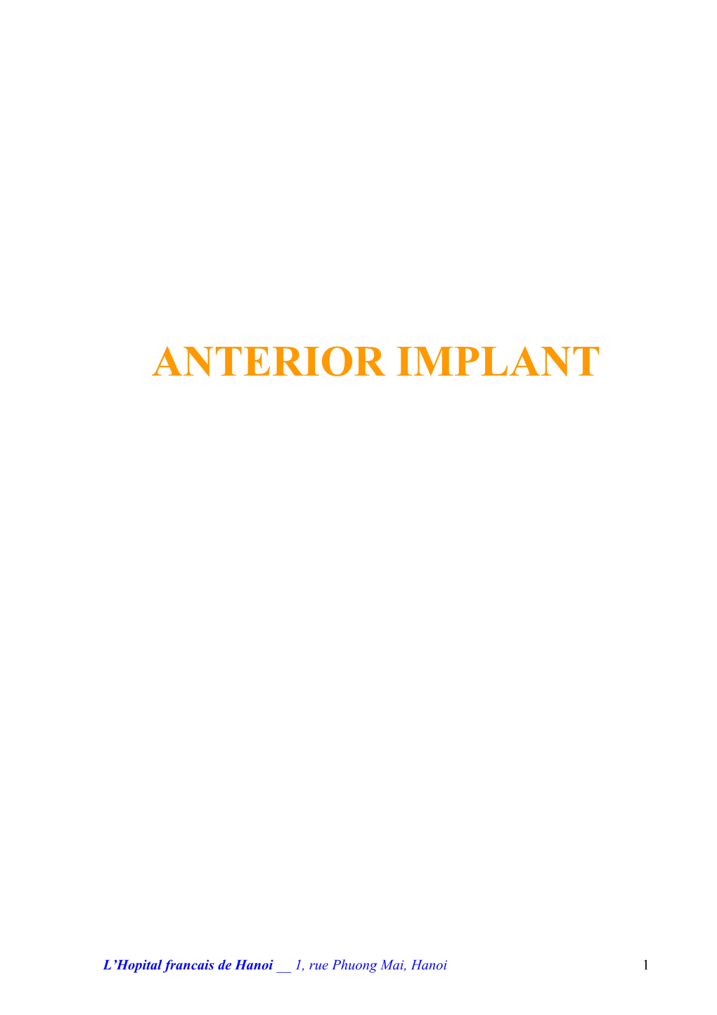 Anterior Implant
