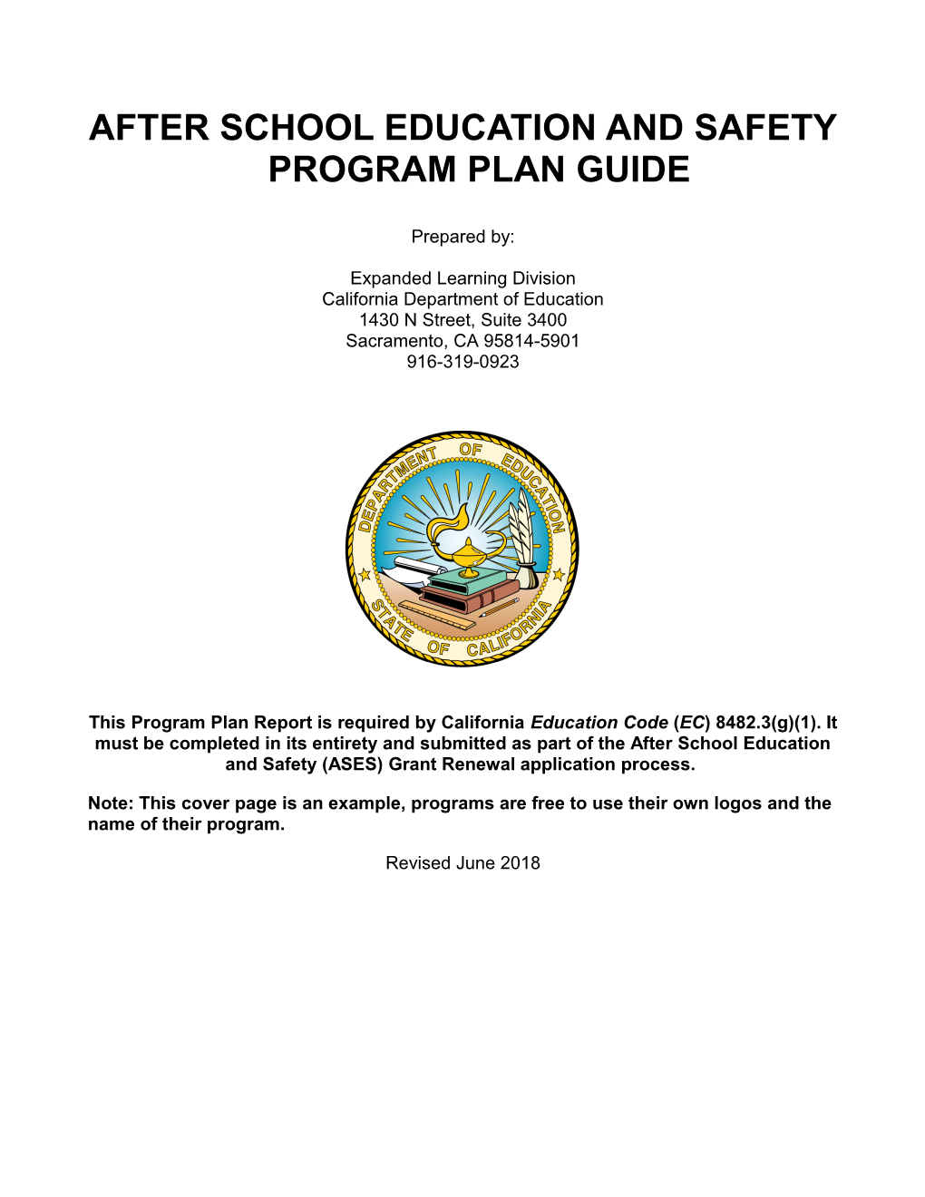 Program Plan - After School Education and Safety (CA Dept of Education)