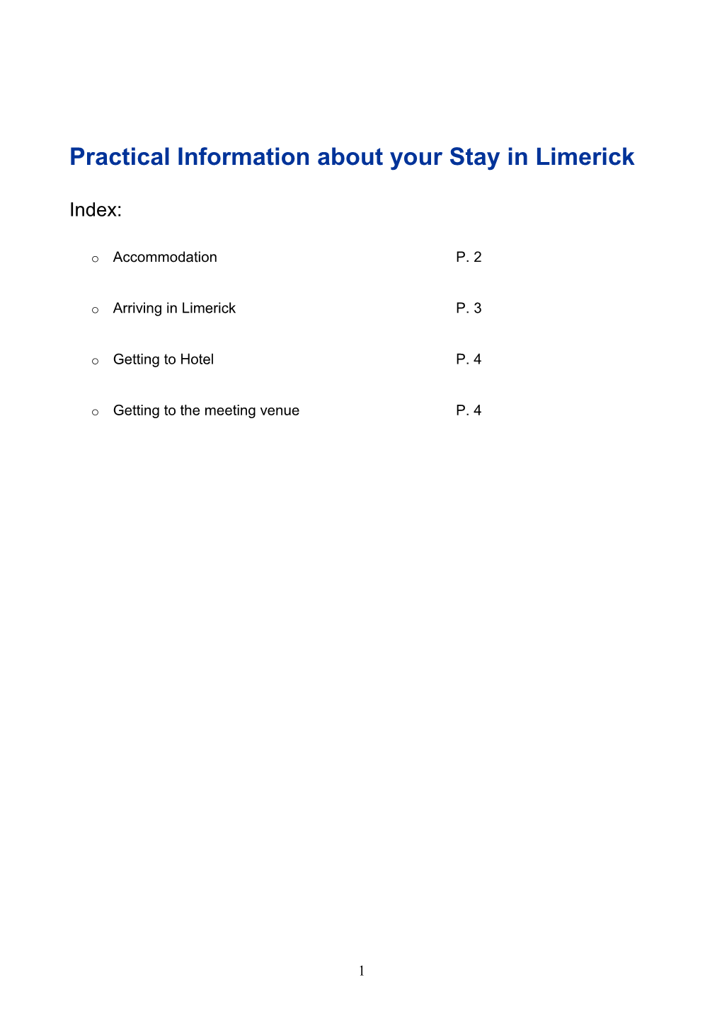 Practical Information About Your Stay in Limerick