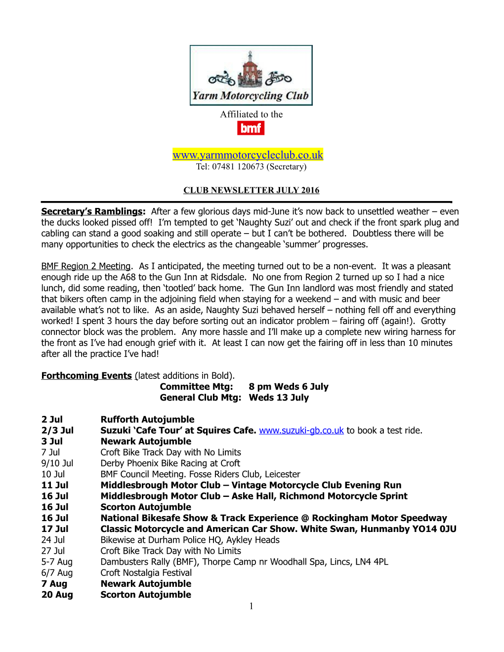 Yarm Motorcycling Club Newsletter September 2007 s2