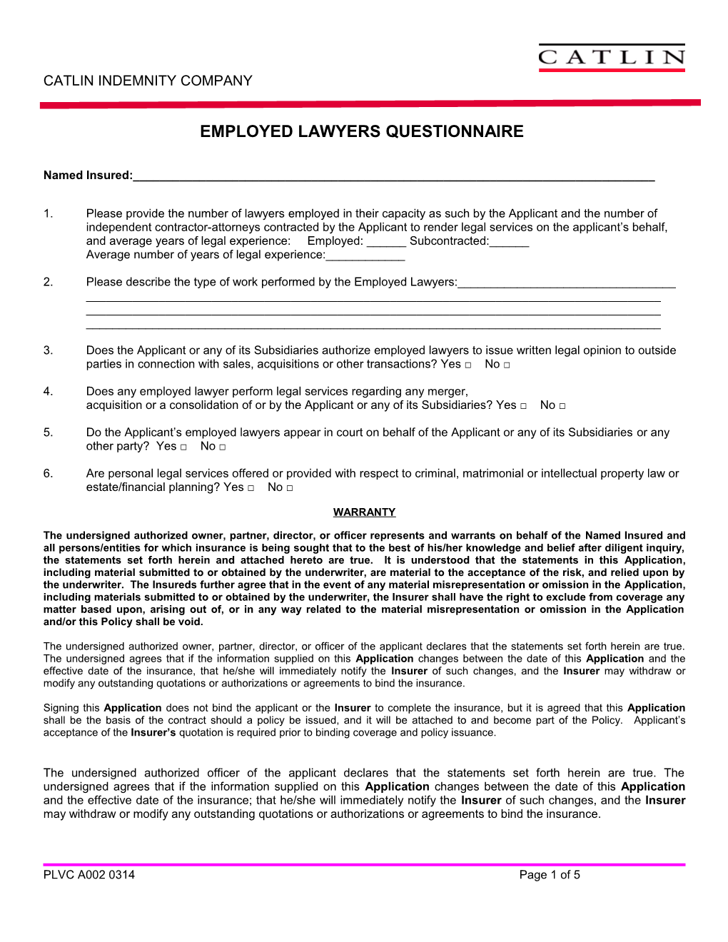 Employed Lawyers Questionnaire