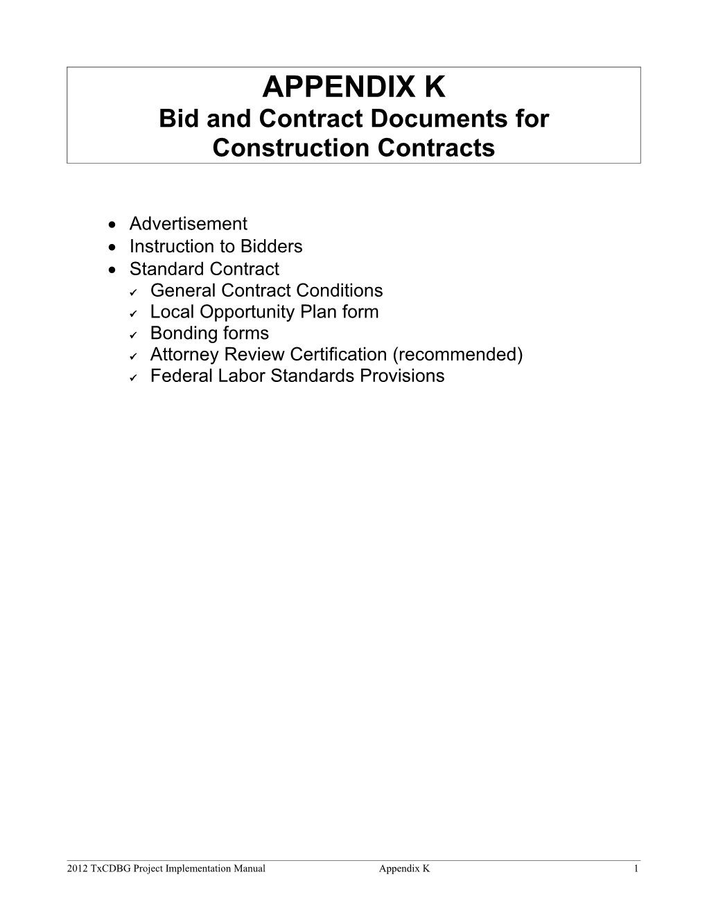 Bid and Contract Documents For
