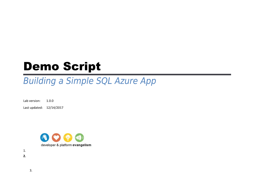 Building A Simple SQL Azure App