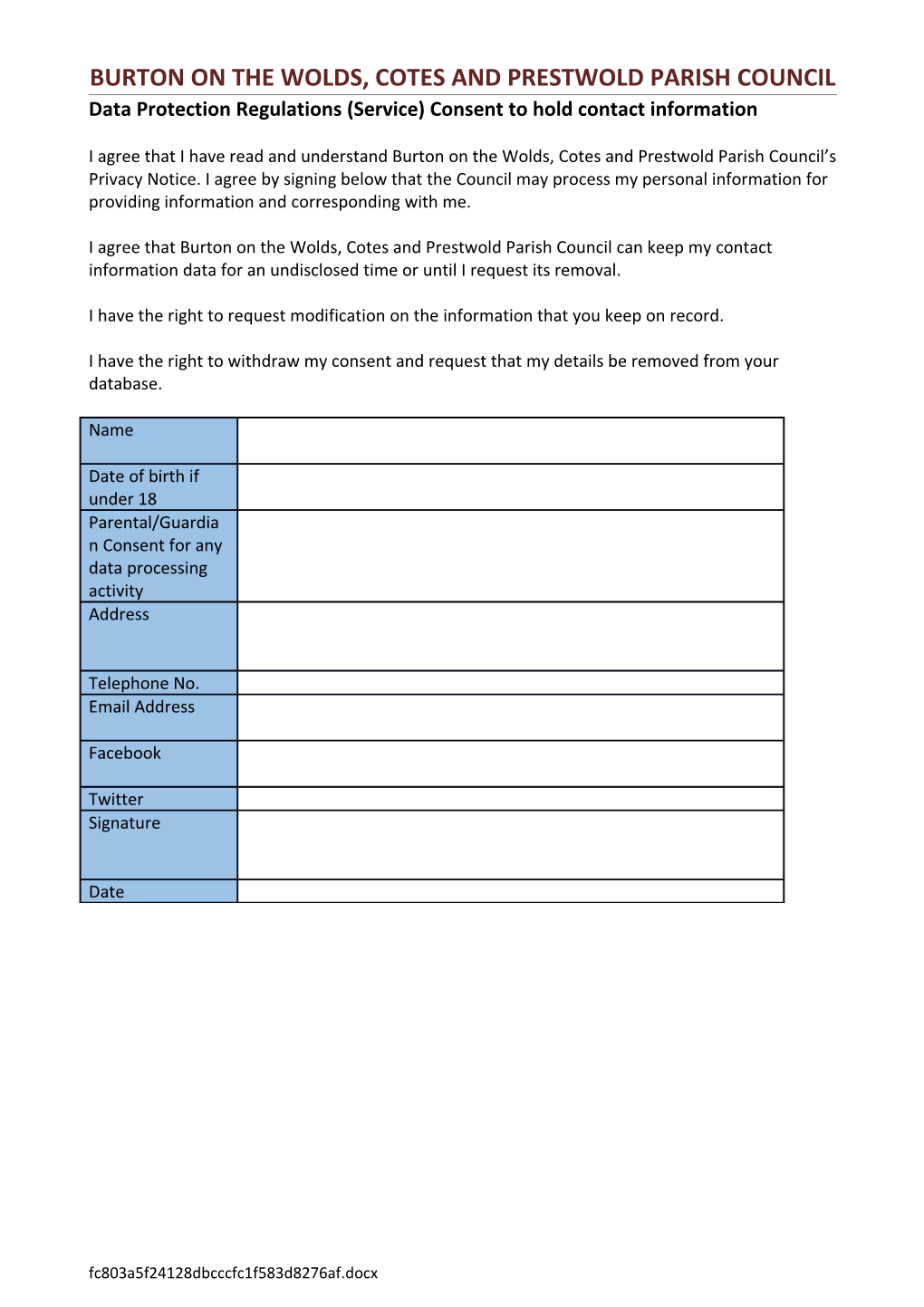 Burton on the Wolds, Cotes and Prestwold Parishcouncil