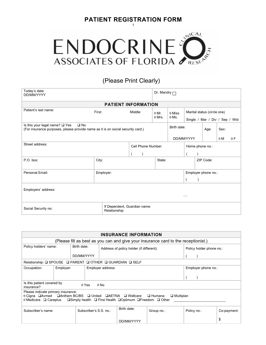 Medical Office Registration Form s3