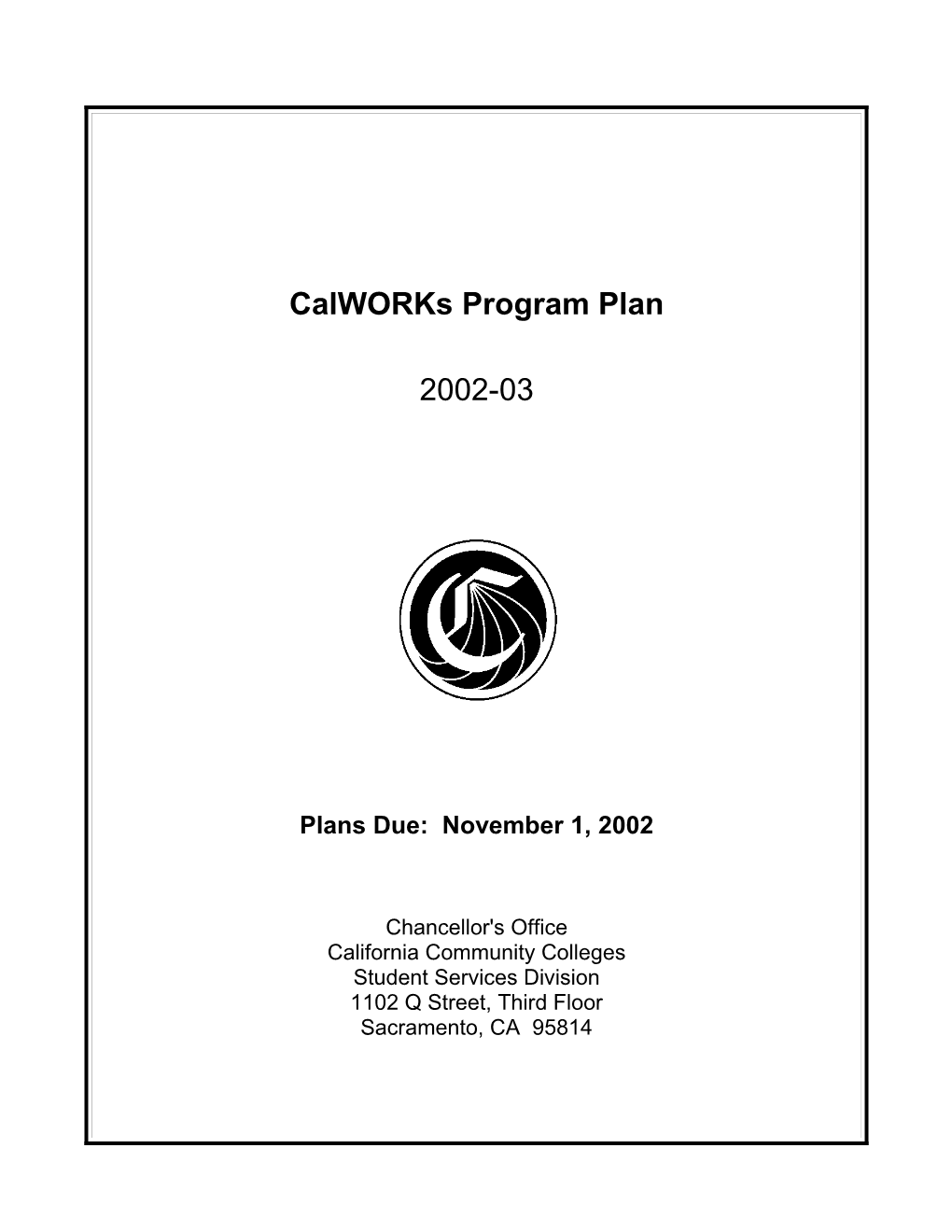 2001-02 Renewal Application for Calworks and TANF Funding