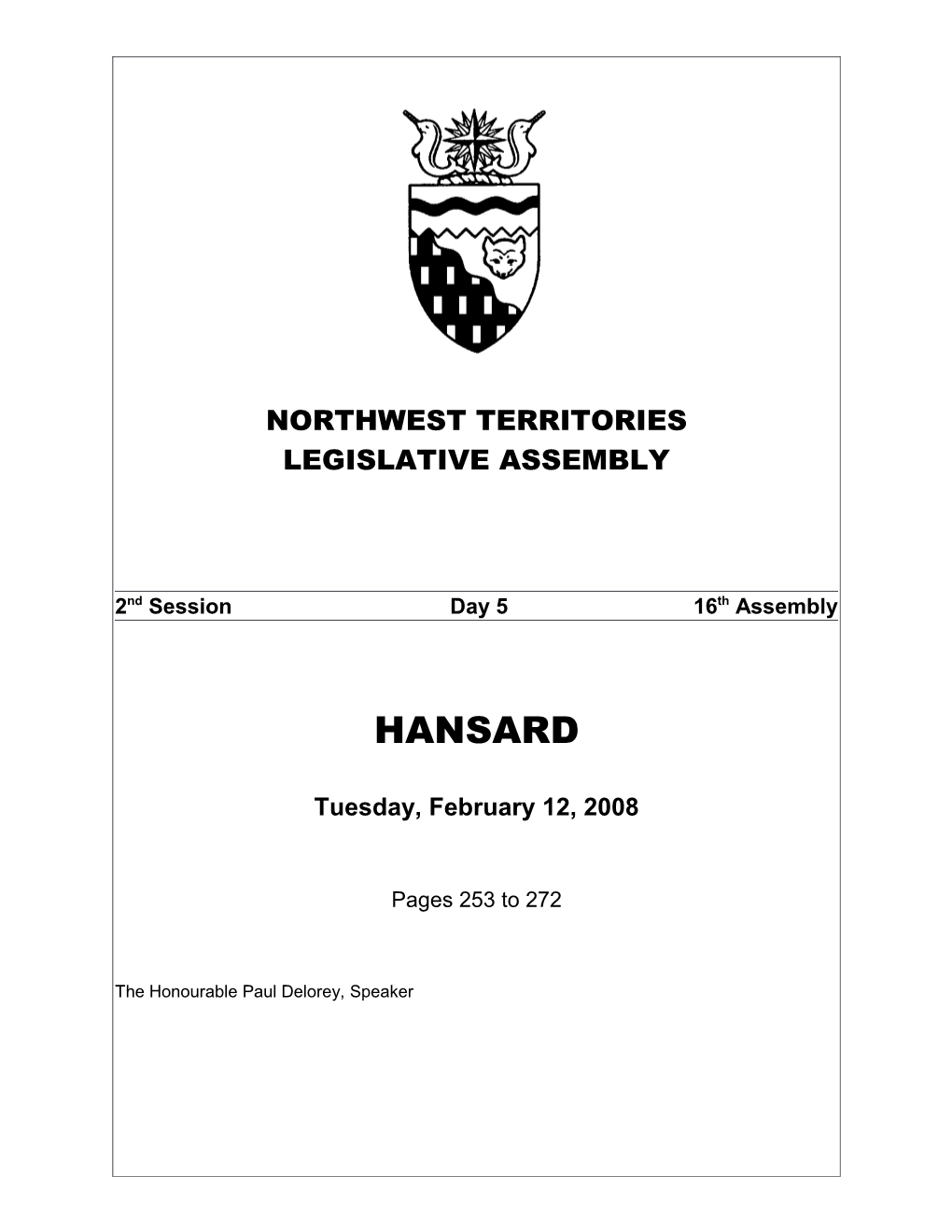 NWT HANSARD Blues s1