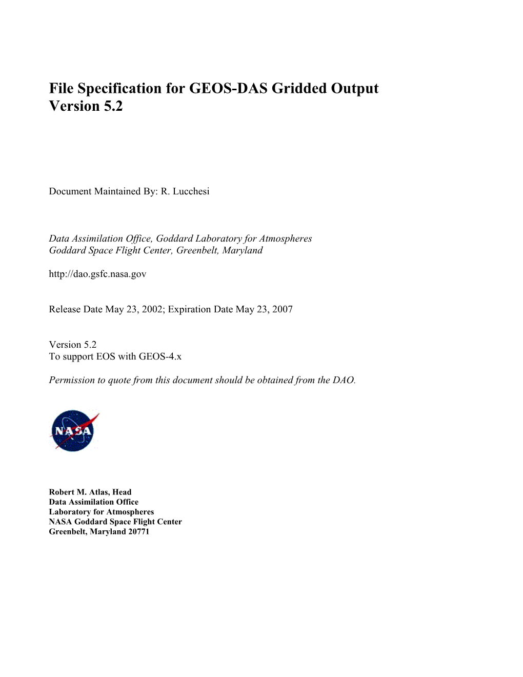 GEOS-4 File Specification