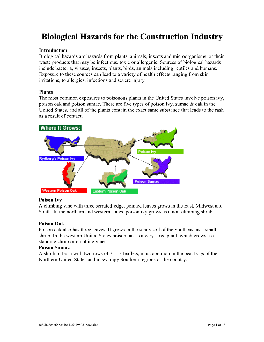 Biological Hazards for the Construction Industry