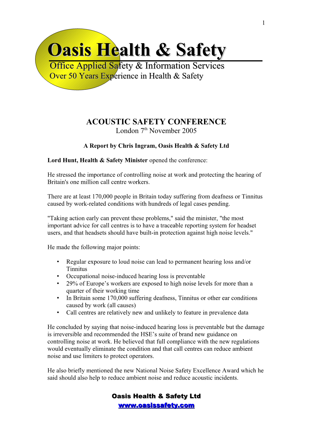Acoustic Safety Conference