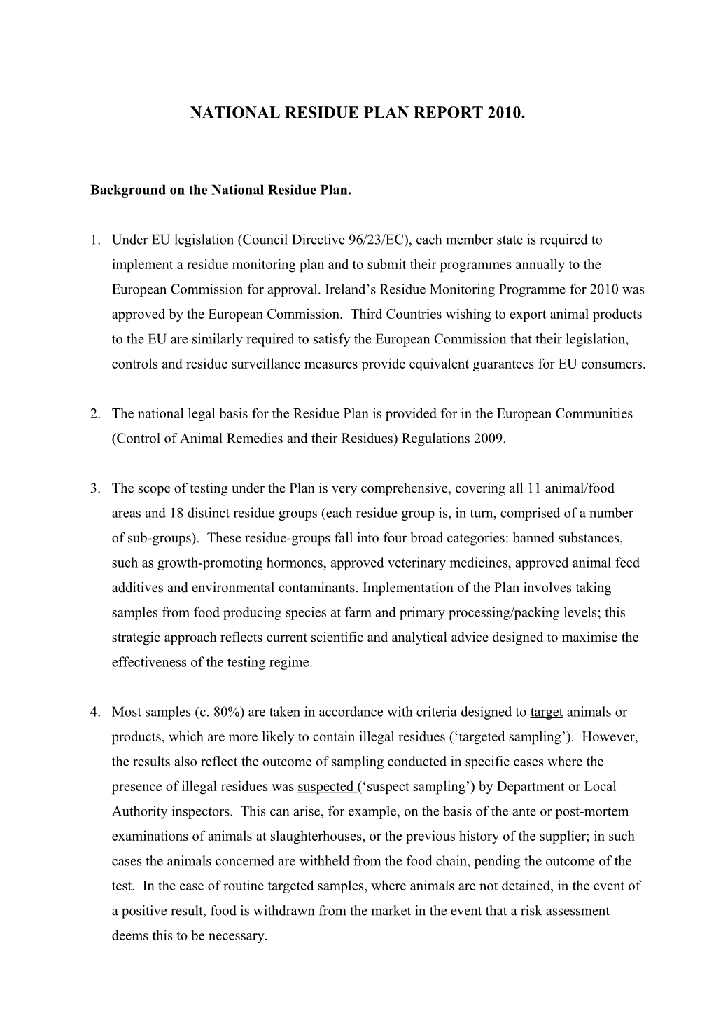 Daff Releases Results of 2008 National Residue Plan