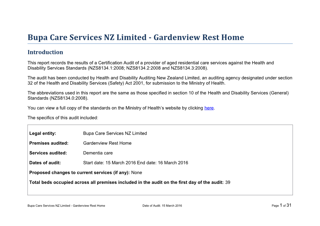 Bupa Care Services NZ Limited - Gardenview Rest Home