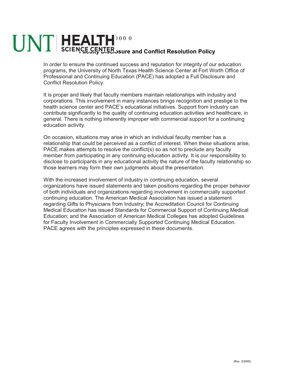 Faculty Disclosure and Conflict Resolution Policy