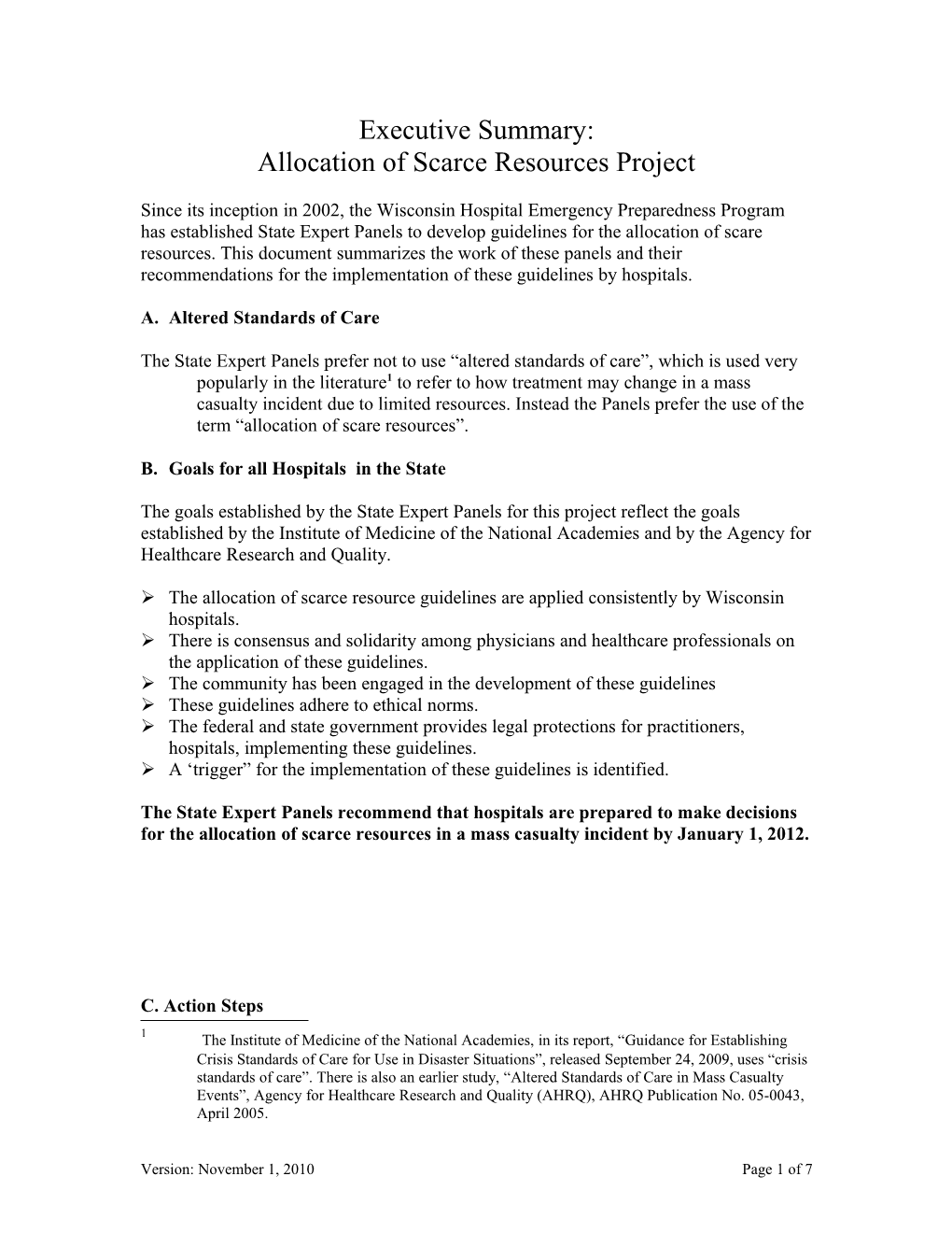 The Allocation Of Scarce Resources Project