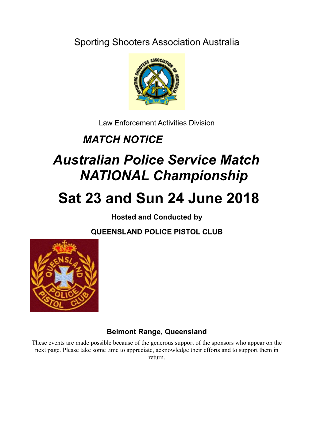 Australian Police Service Match NATIONAL Championship