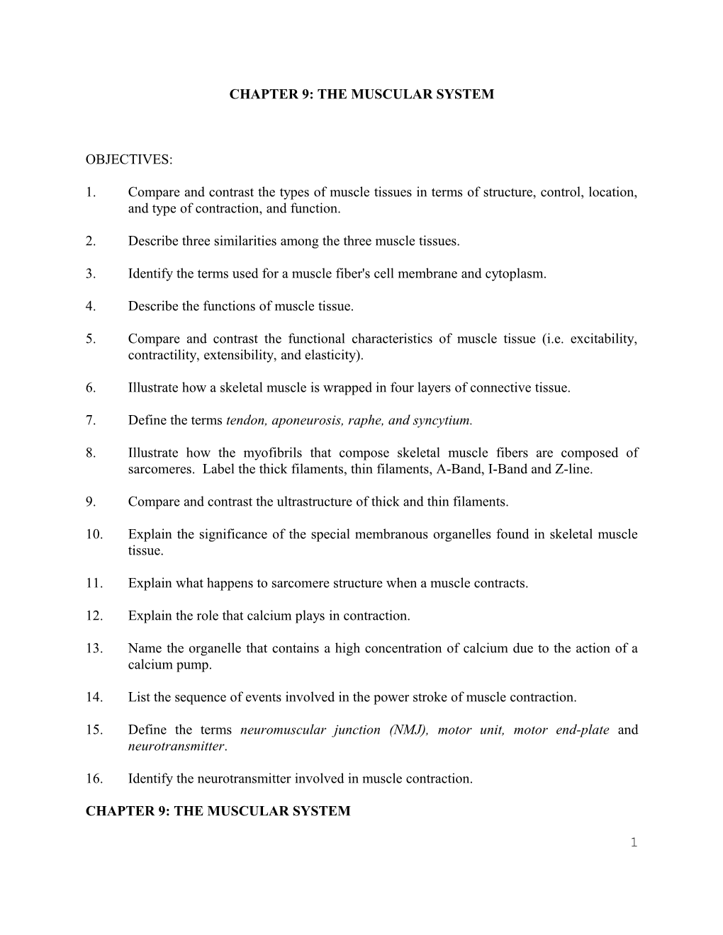 Chapter 9: the Muscular System