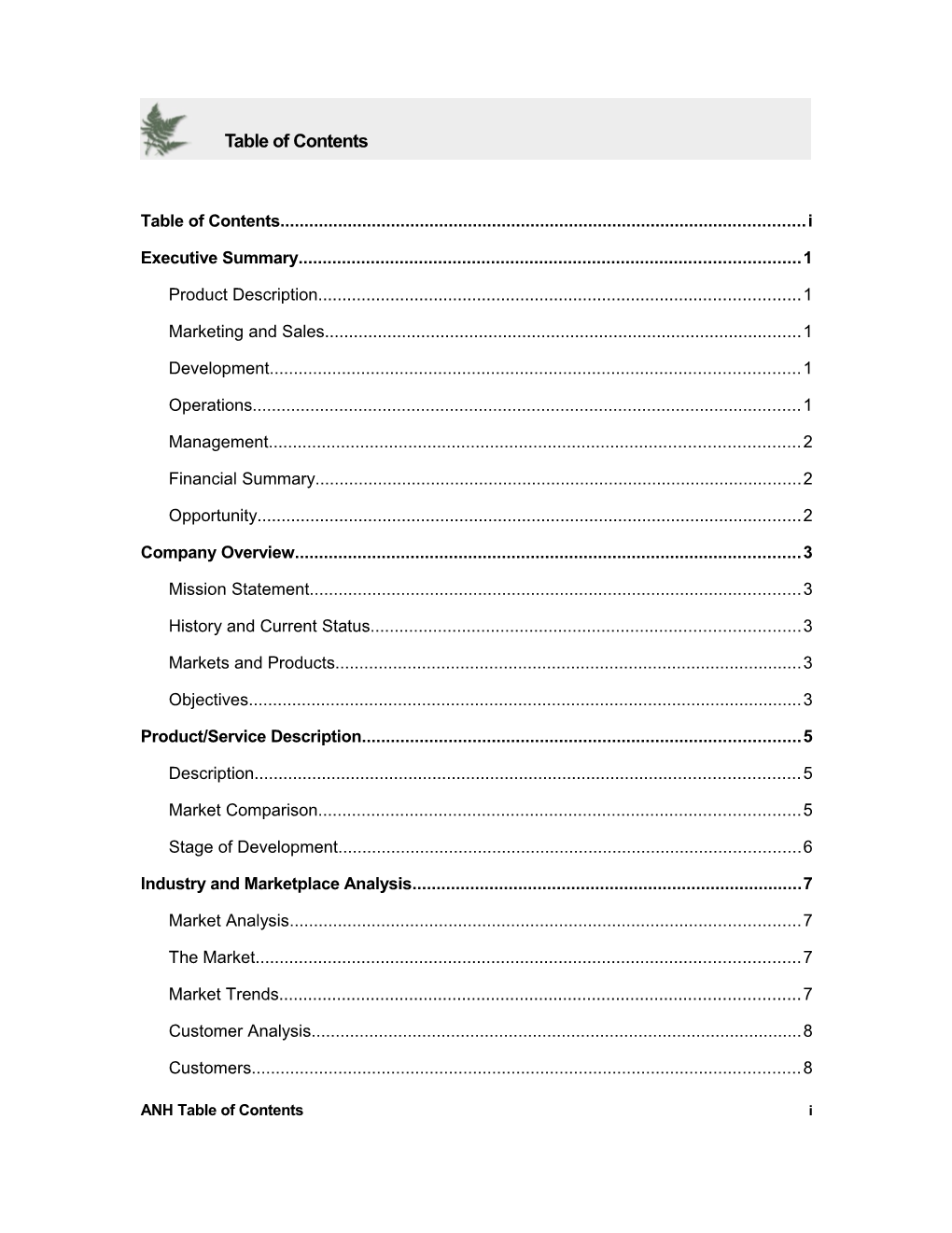 Table of Contents s262