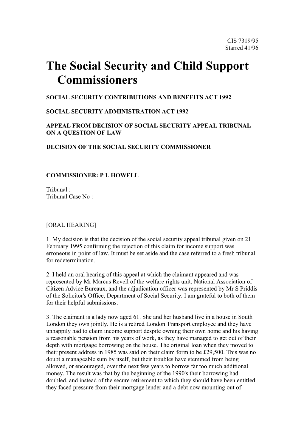 The Social Security and Child Support Commissioners s1