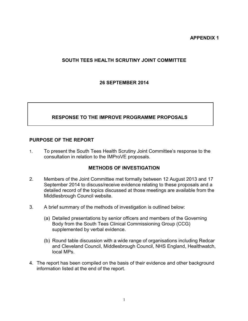 South Tees Health Scrutiny Joint Committee