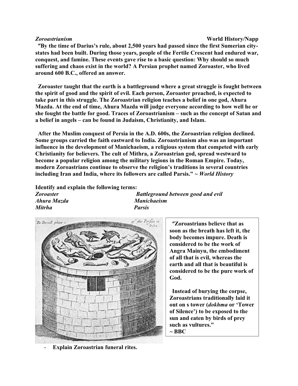 Zoroastrianism World History/Napp
