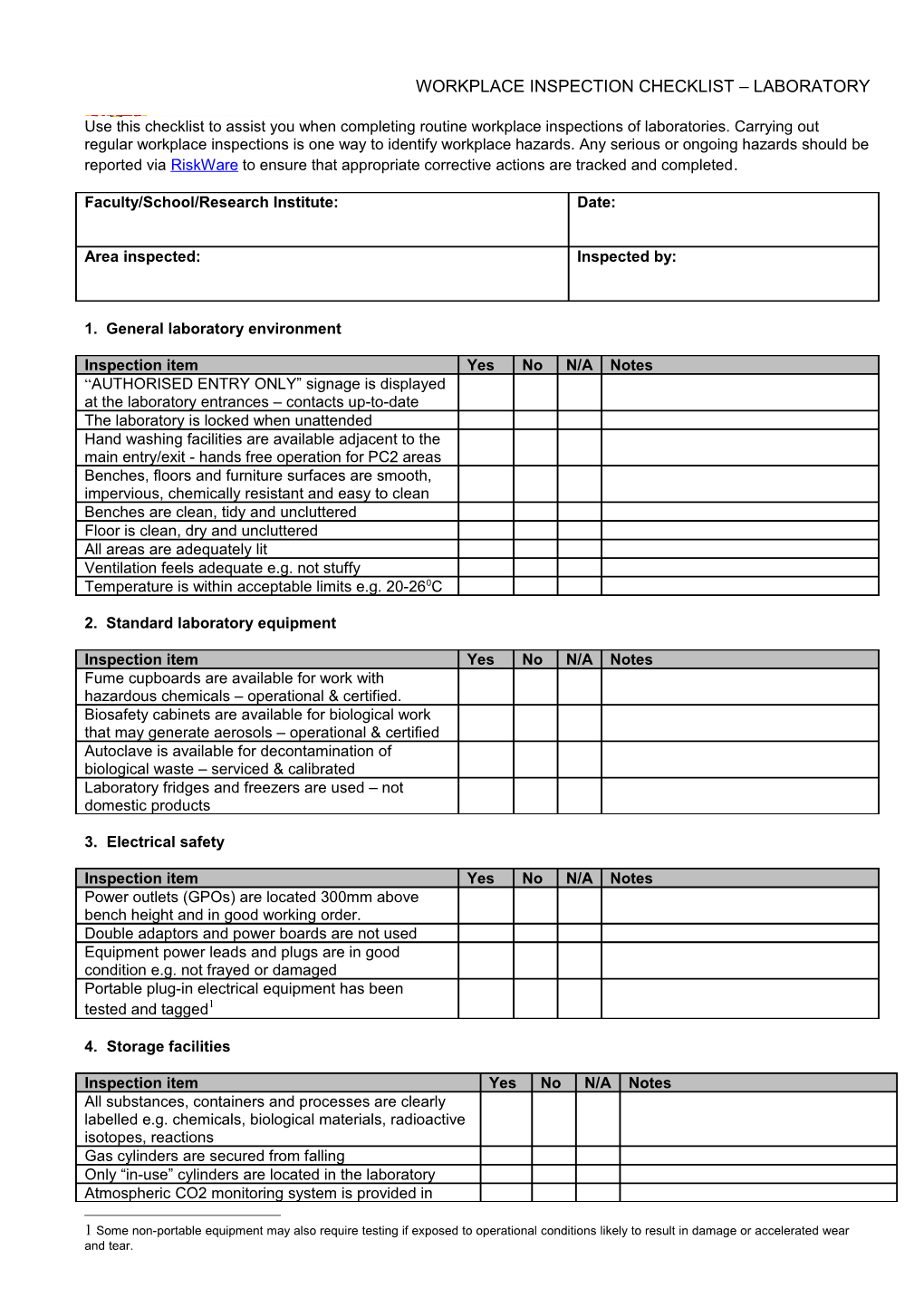 Workstation Self Assessment Check List