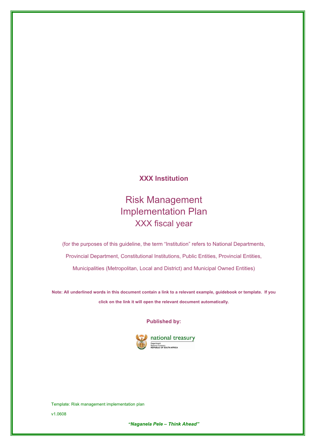 Risk Management Implementation Plan