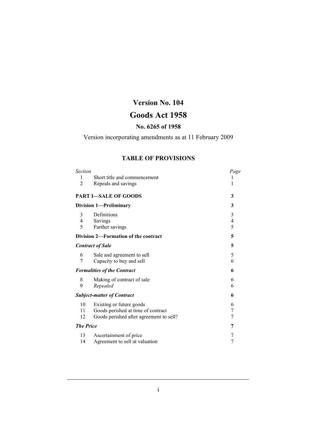 Version Incorporating Amendments As at 11 February 2009