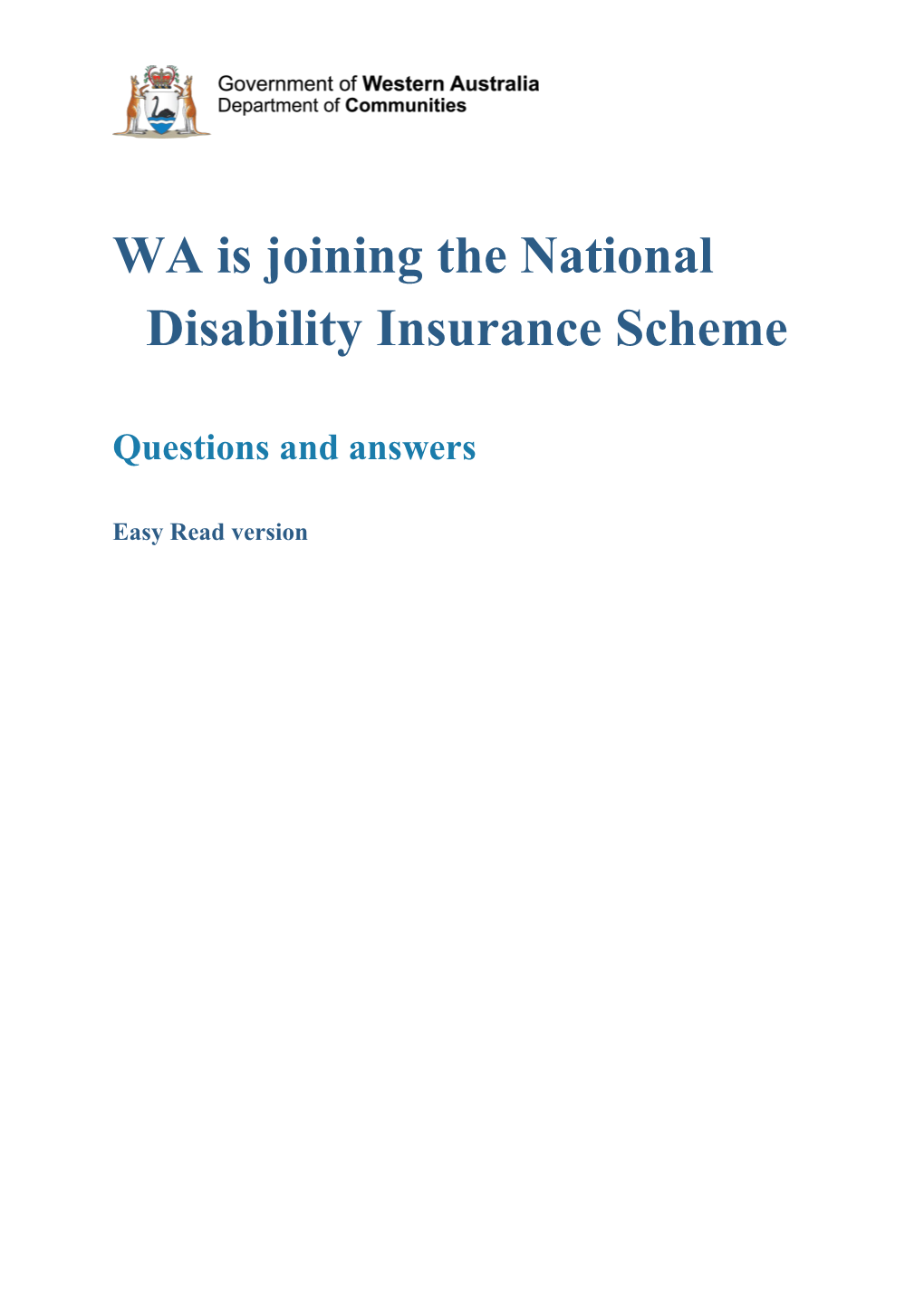 WA Is Joining the National Disability Insurance Scheme