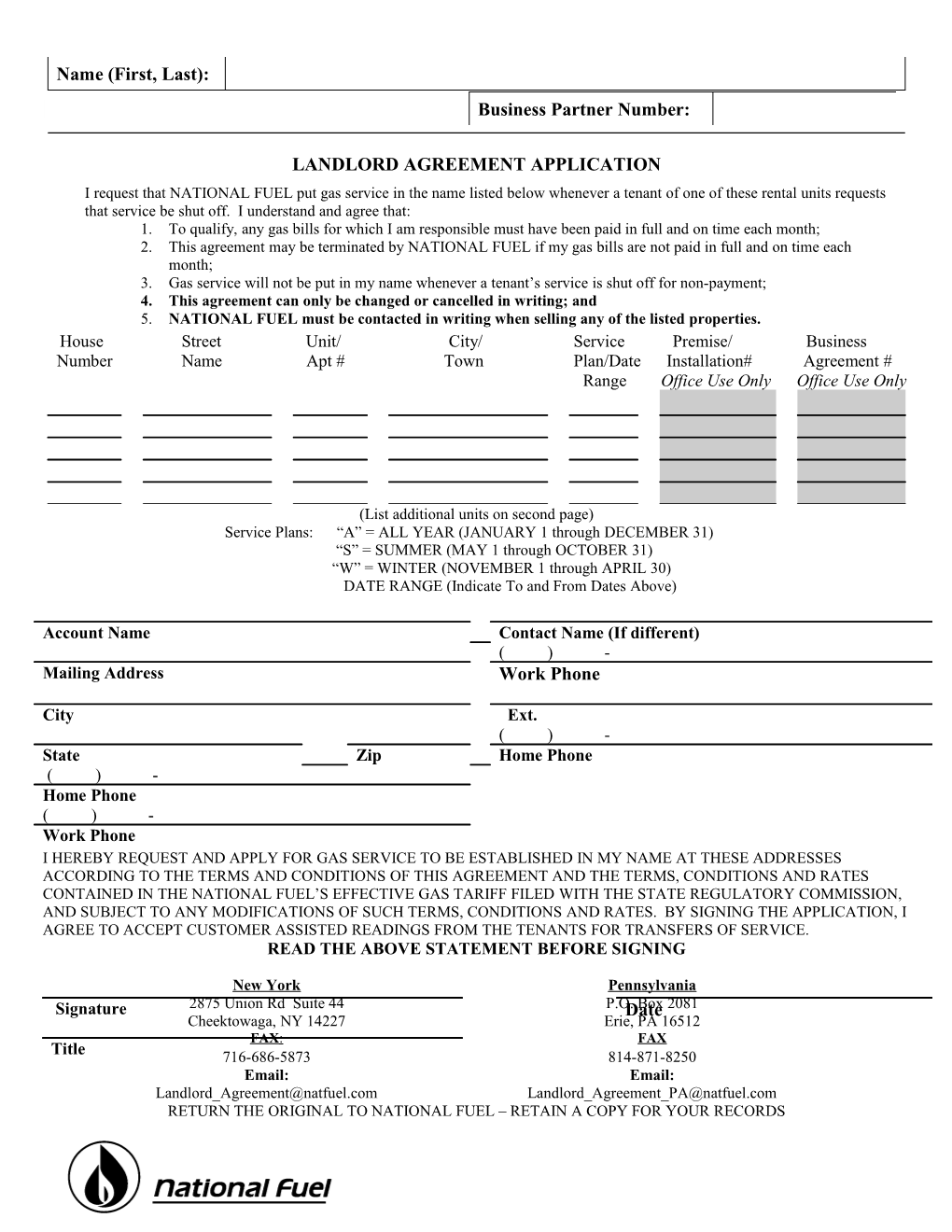Landlord Agreement Application
