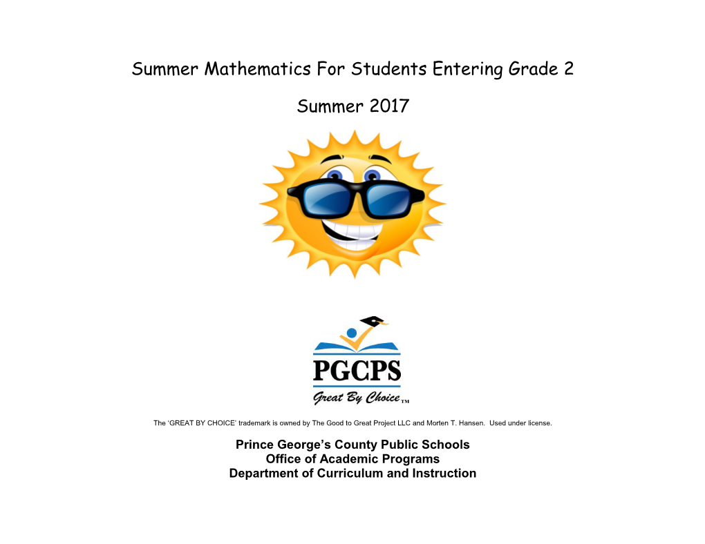 Summer Mathematics Calendars