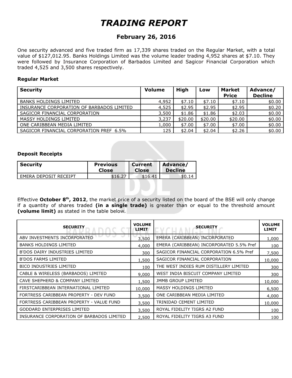 Trading Report s33